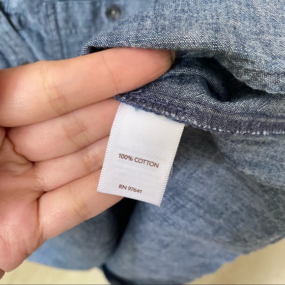 J.JILL Blue Denim Half Button Shirt - Picture 3 of 8